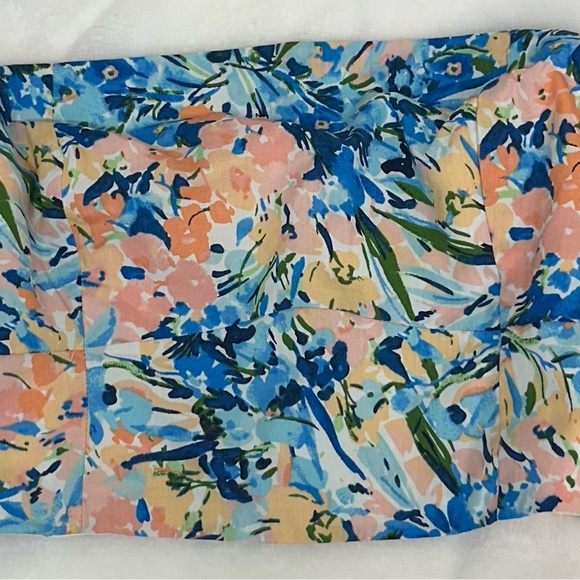 Abercrombie & Fitch Floral Crop Top Puff Sleeve Shirt Blue Pink medium blouse - Picture 3 of 13